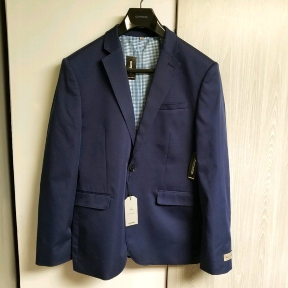 NWT Express Navy Blue Slim Suit Jacket 38S